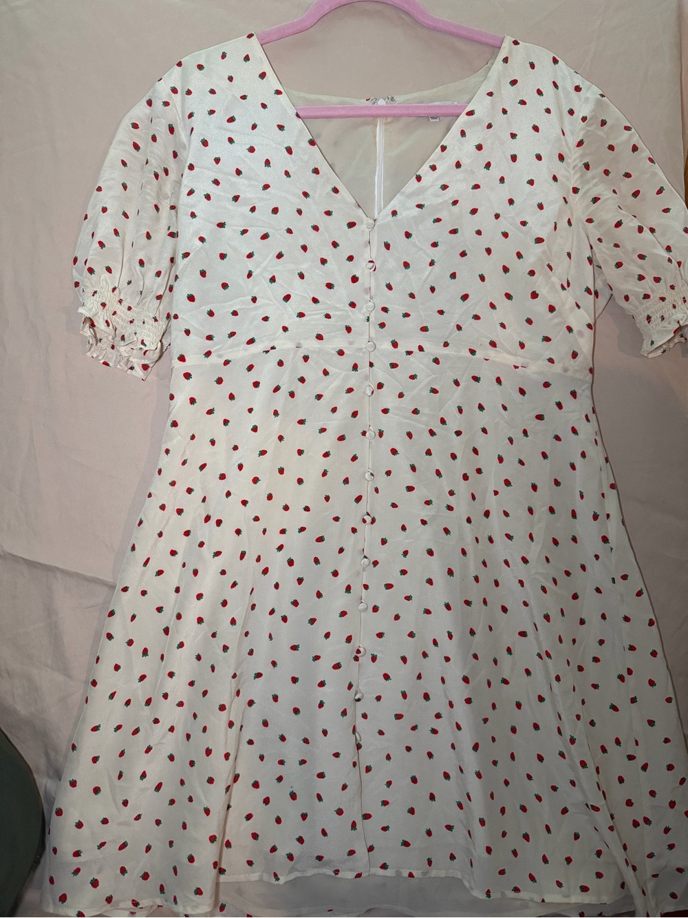 Madewell White Dress with Red Strawberry Print - women’s Casual Dress